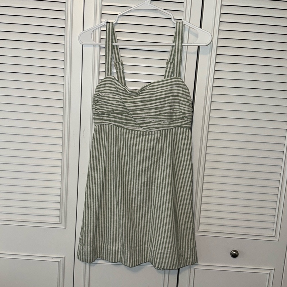 Abercrombie and Fitch green and white striped romper